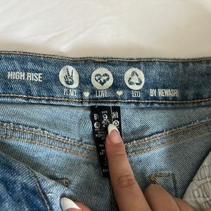 ripped light wash flare jeans. never worn out.